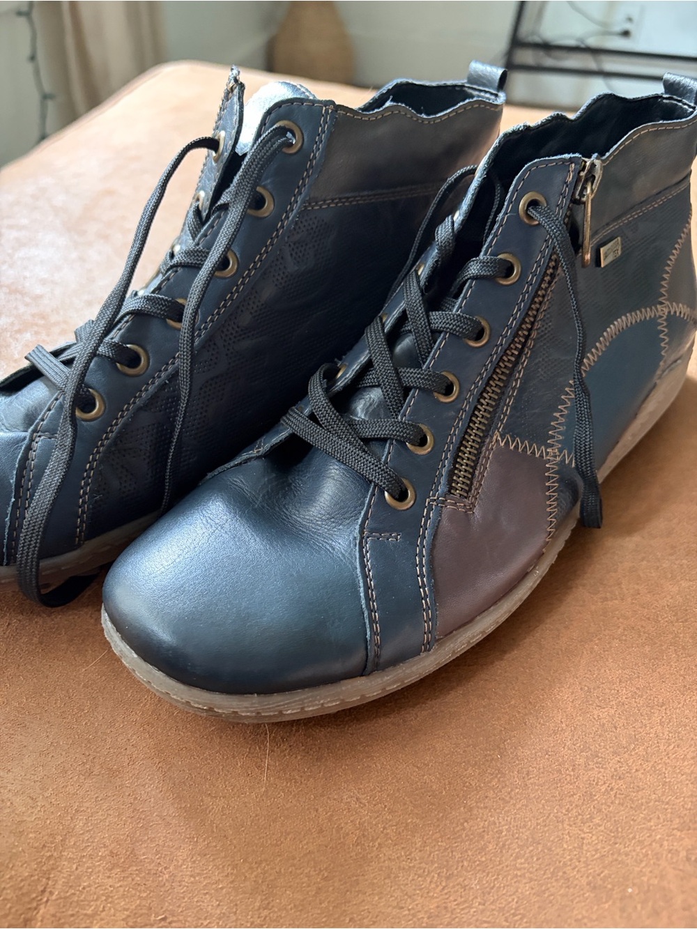 Remonte R1467 Lake Blue Leather Lace Up Ankle Boots